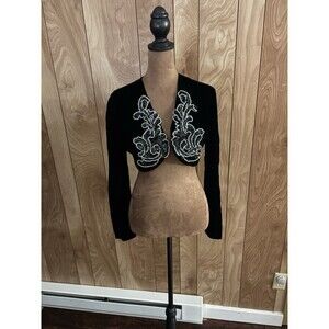 Besty & Adam Vintage Women’s Velvet Formal Shrug Jacket Black Fits M / L